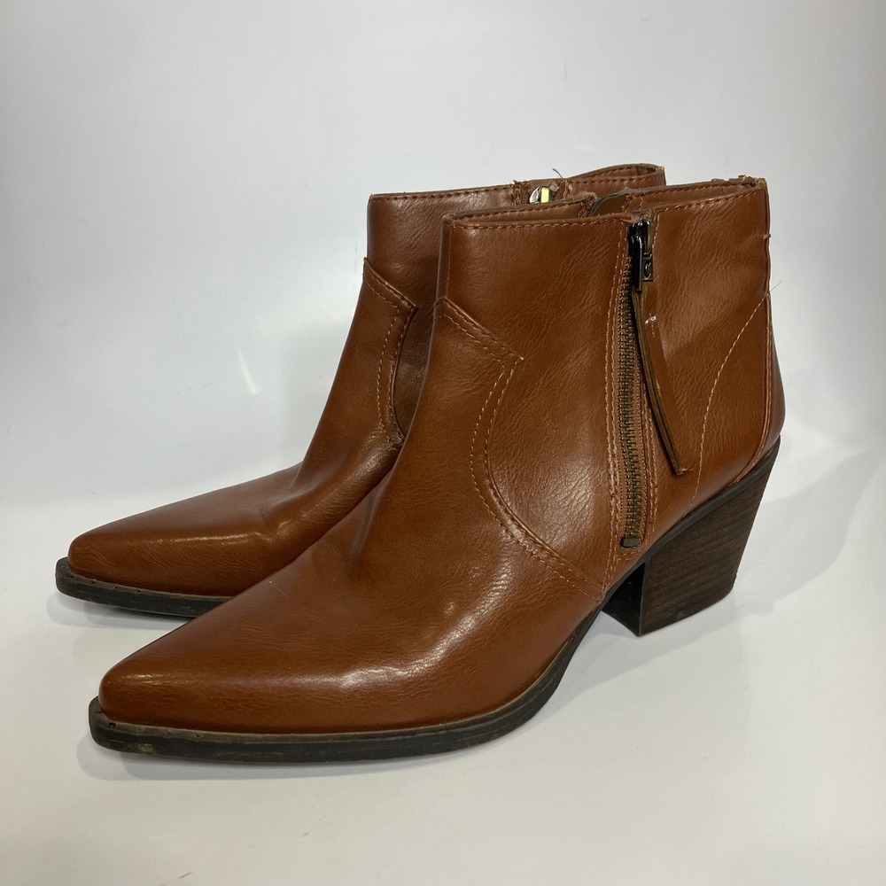 Circus by Sam Edelman cognac leather ankle boots women's size 10 trendy neutral